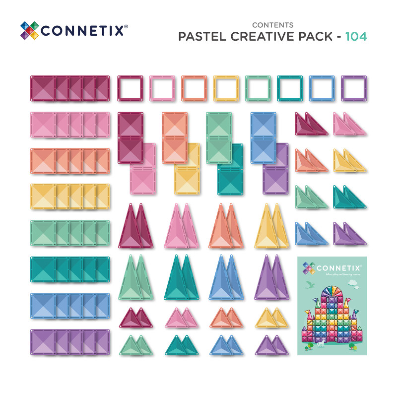 Costruzione magnetica CONNETIX® Pastel Creative Pack 104 pezzi