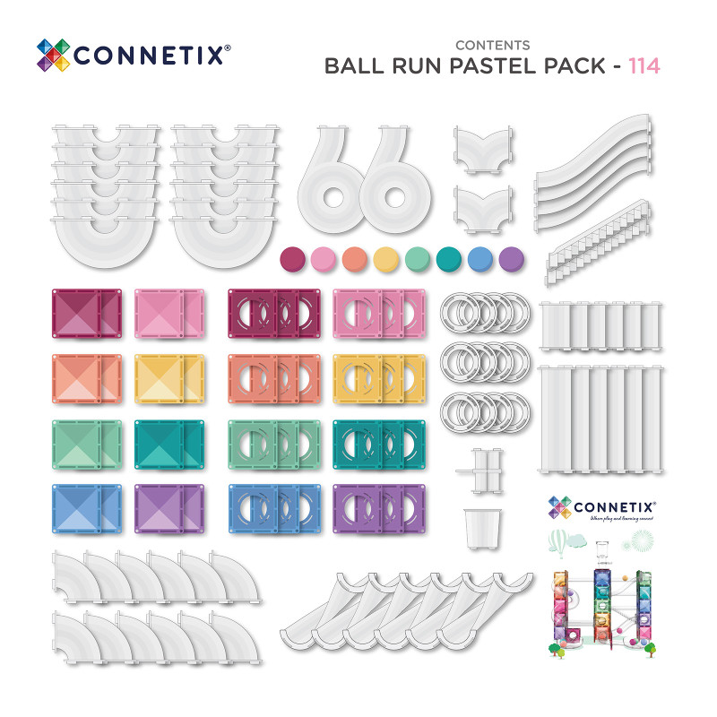 Costruzione magnetica CONNETIX® Ball Run Pastel Pack 114 pezzi
