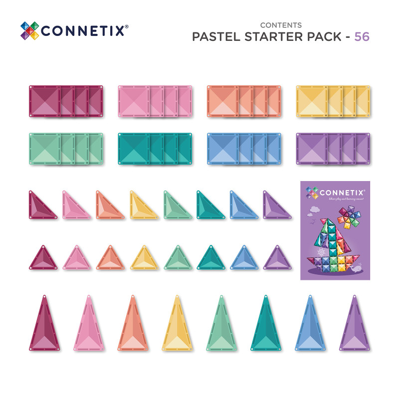 Costruzione magnetica CONNETIX® Pastel Starter Pack 56 pezzi