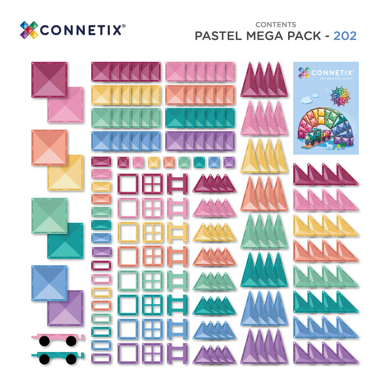 Costruzione magnetica CONNETIX® Pastel Mega Pack 202 pezzi