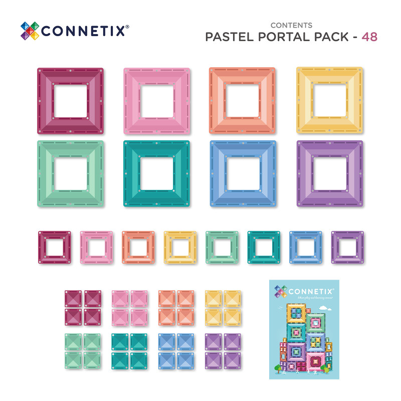 Costruzione magnetica CONNETIX® Pastel Portal Pack 48 pezzi