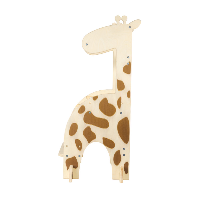 Torre Montessori regolabile con splendida decorazione a giraffa e gradino regolabile in altezza