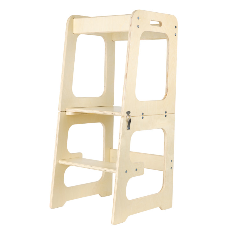 Torre Montessori multifunzionale per bambini che si trasforma facilmente in un tavolo con sedia