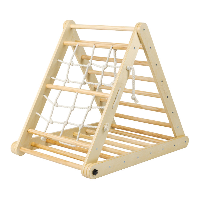 Triangolo di Pikler a tre lati con parete da arrampicata e corda Triangolo di Pikler a tre lati con parete da arrampicata e corda