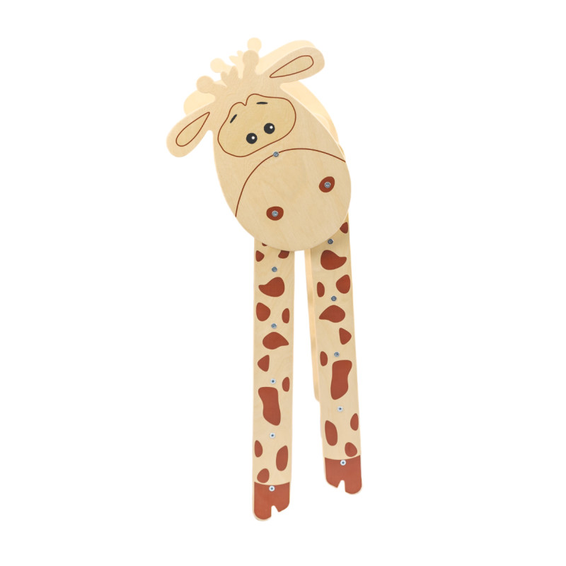 Combinazione di triangolo di Pikler, altalena montessori e rampa bifacciale. Set da arrampicata montessori elegante con motivo di giraffa.