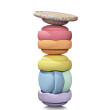 Stapelstein Original Set Rainbow Pastel con tavola da equilibrio Stapelstein Original Set Rainbow Pastel con tavola da equilibrio
