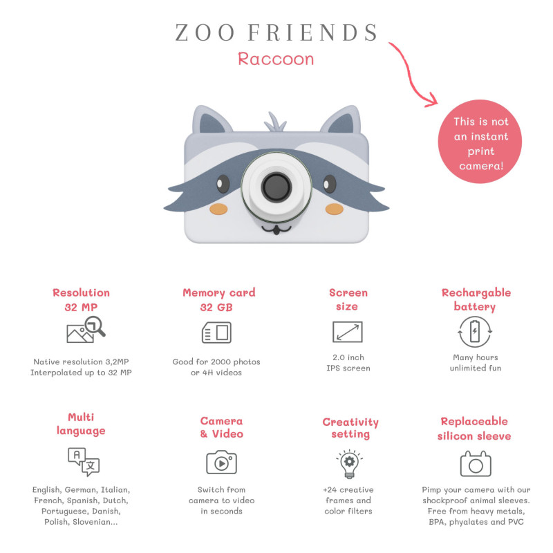 La fotocamera digitale per bambini The Zoofamily – Procione