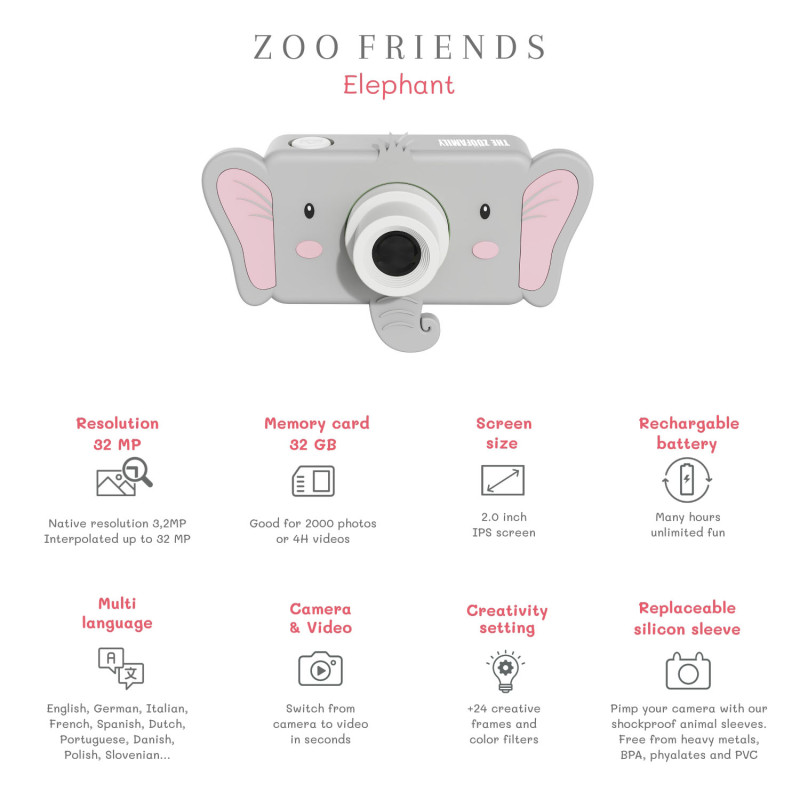 La fotocamera digitale per bambini The Zoofamily – Elefante La fotocamera digitale per bambini The Zoofamily – Elefante