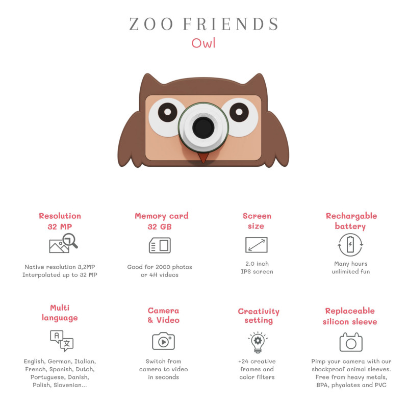 La fotocamera digitale per bambini The Zoofamily – Gufo La fotocamera digitale per bambini The Zoofamily – Gufo