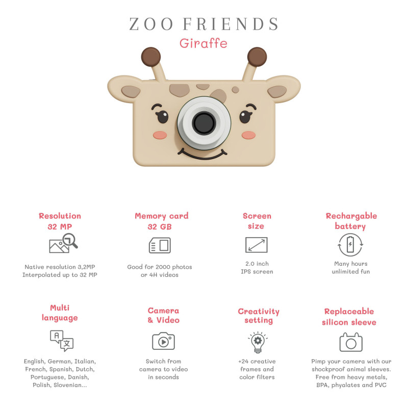 La fotocamera digitale per bambini The Zoofamily – Giraffa La fotocamera digitale per bambini The Zoofamily – Giraffa