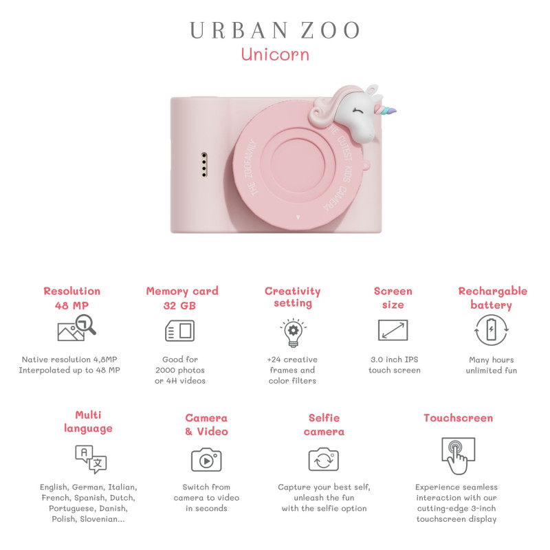 La fotocamera digitale per bambini The Zoofamily UrbanZoo – Unicorno La fotocamera digitale per bambini The Zoofamily UrbanZoo – Unicorno