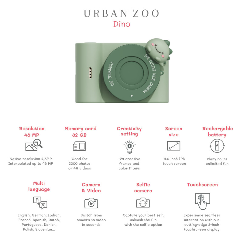 La fotocamera digitale per bambini The Zoofamily UrbanZoo – Dinosauro La fotocamera digitale per bambini The Zoofamily UrbanZoo – Dinosauro