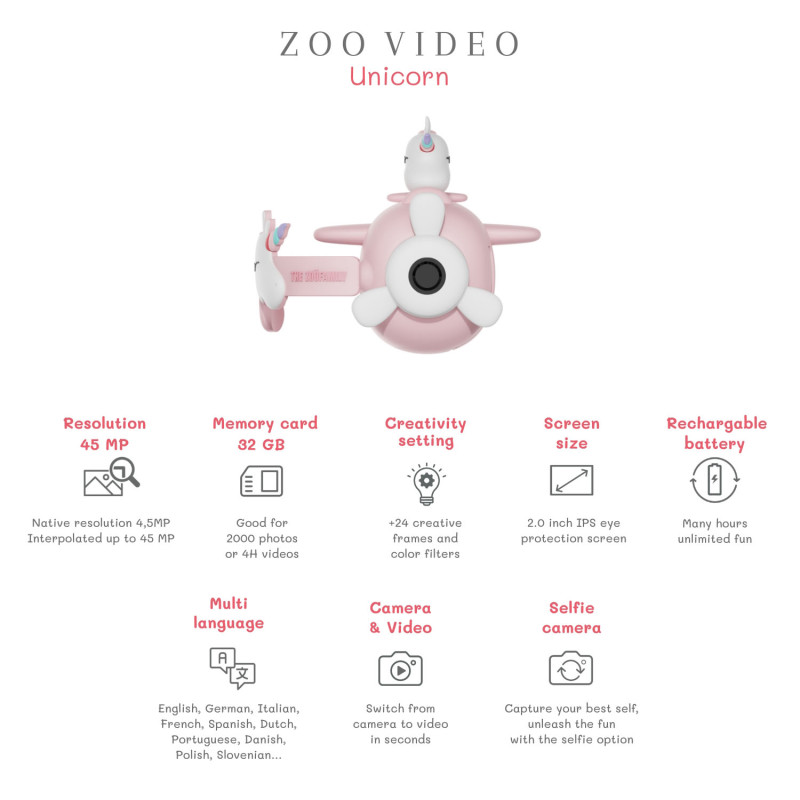 La videocamera digitale per bambini The Zoofamily Video – Unicorno La videocamera digitale per bambini The Zoofamily Video – Unicorno