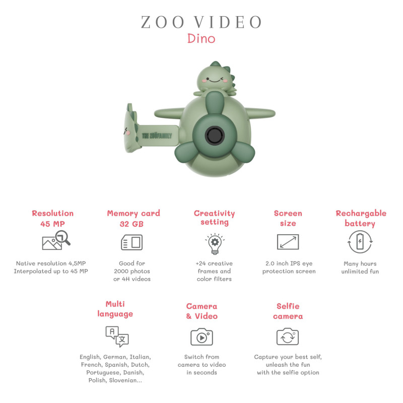 La videocamera digitale per bambini The Zoofamily Video – Dinosauro La videocamera digitale per bambini The Zoofamily Video – Dinosauro