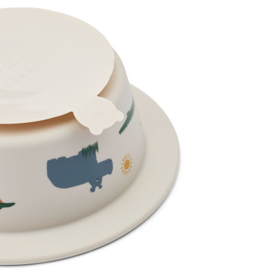 Ciotole in silicone LIEWOOD con ventosa Peony Safari Sandy Mix – 2 pezzi