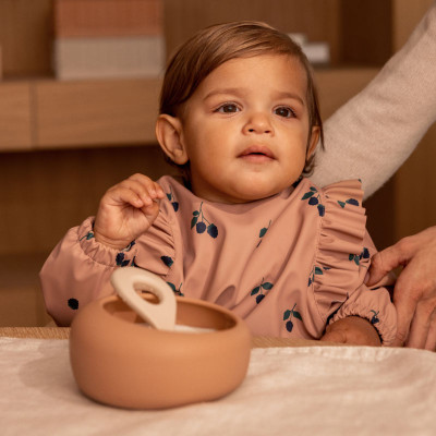 LIEWOOD ciotola in silicone con cucchiaio Sparia Tuscany Rose / Apple Blossom