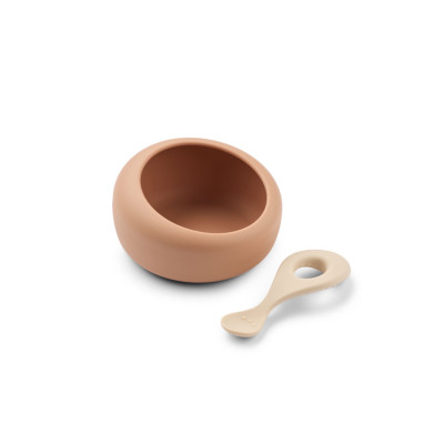 LIEWOOD ciotola in silicone con cucchiaio Sparia Tuscany Rose / Apple Blossom