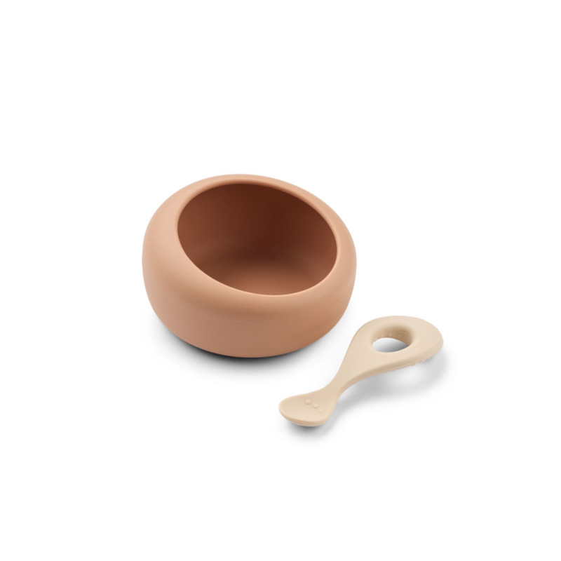 LIEWOOD ciotola in silicone con cucchiaio Sparia Tuscany Rose / Apple Blossom
