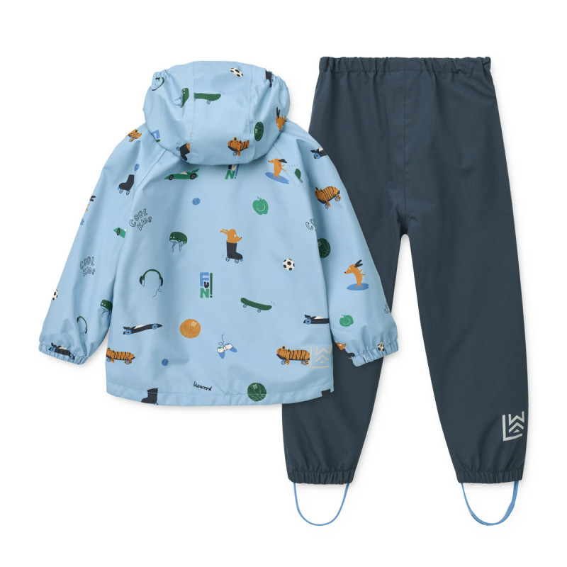 LIEWOOD set impermeabile Pedia – giacca e pantaloni Fun / Beach blue