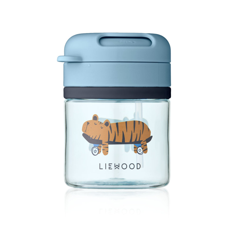 LIEWOOD Pavia bicchiere in tritan con cannuccia 280 ml Fun / Beach blue
