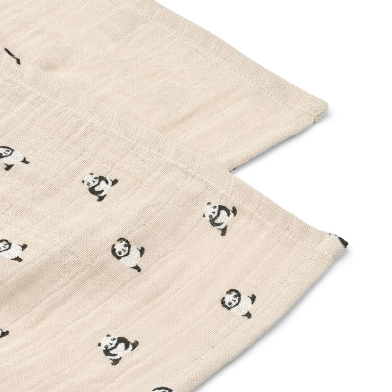 LIEWOOD teli muslin Lewis set da 2 pezzi Mini panda / Sandy mix