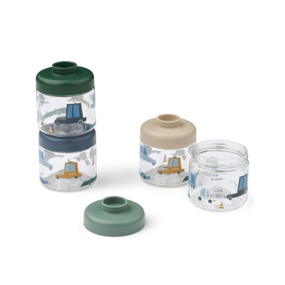 LIEWOOD Dominique contenitori in tritan per pappa 100 ml set da 4 Cars / Sandy