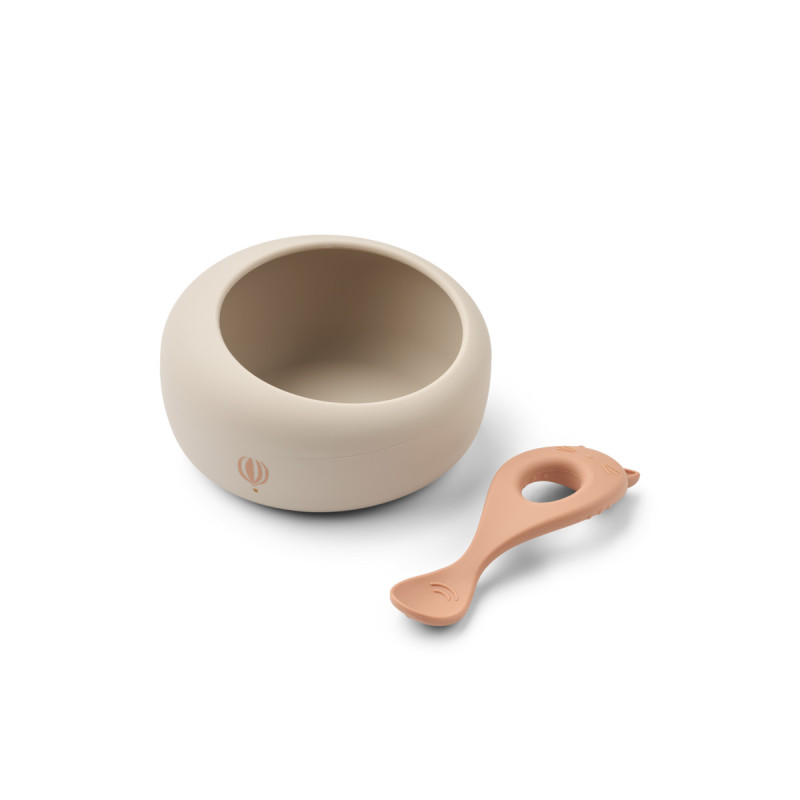 LIEWOOD ciotola in silicone con cucchiaio Sparia Wild child / Rosey