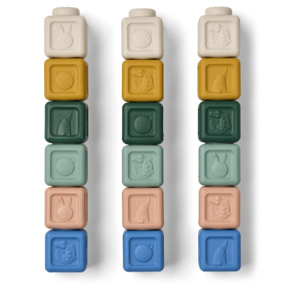 LIEWOOD VEDA Blocchi da costruzione in silicone 18 pezzi Beach Blue Multi mix