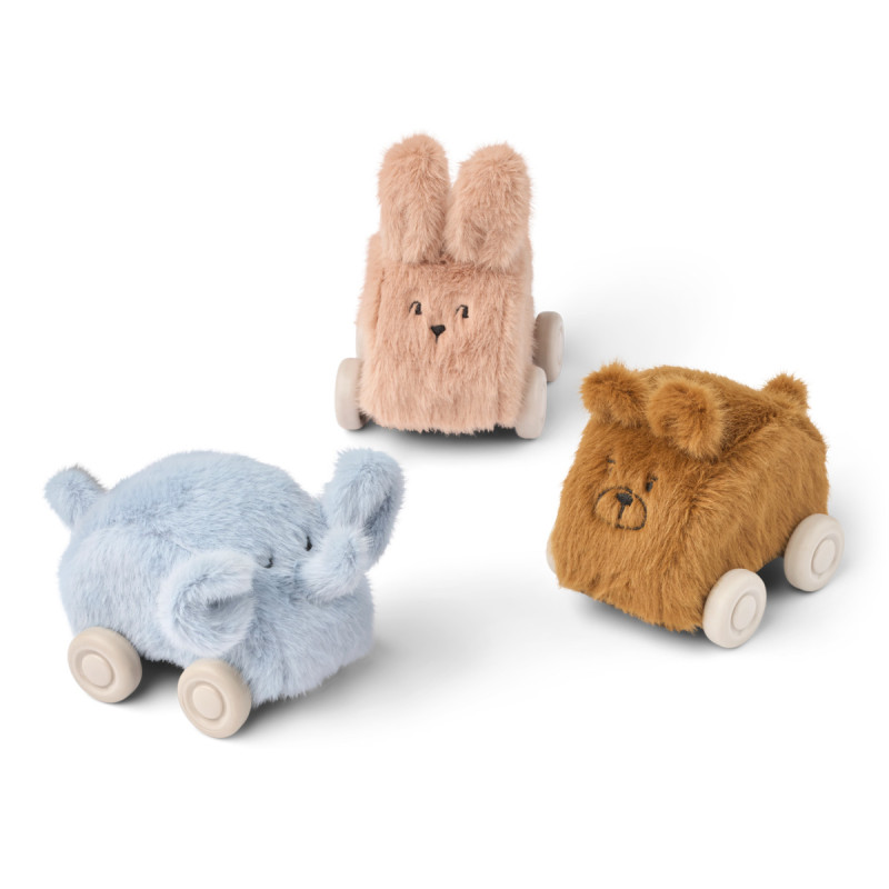 LIEWOOD ANSEL Set di 3 macchinine di peluche