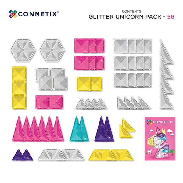 Costruzioni magnetiche CONNETIX® Glitter Unicorn Pack 56 pezzi