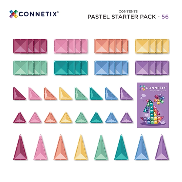 Costruzione magnetica CONNETIX® Pastel Starter Pack 56 pezzi