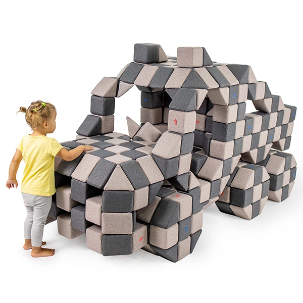 Ragazza costruisce un camion con la costruzione magnetica JollyHeap