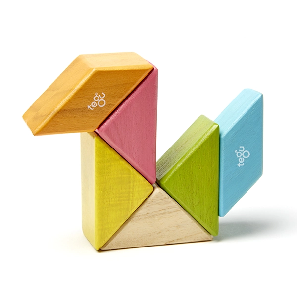 Costruzione magnetica Tegu travel set Tints 6 pezzi in forma di cigno