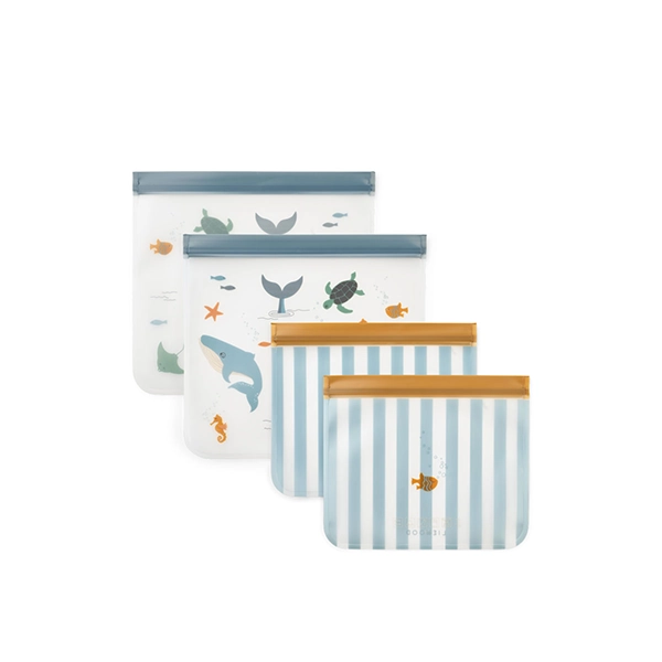LIEWOOD sacchetti per alimenti Rebus set da 4 Sea creature / Sandy