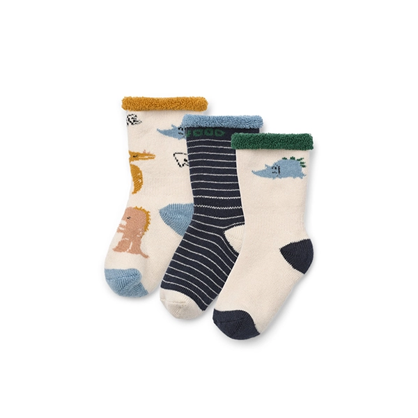LIEWOOD ELOY Calzini neonato 3 paia Dino multi mix